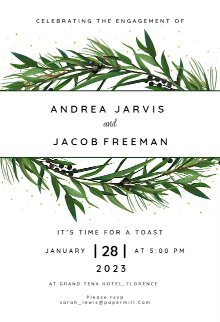 Winter Wreath - Engagement Party Invitation