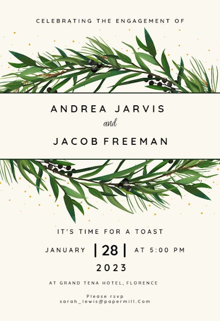 Winter Wreath - Engagement Party Invitation