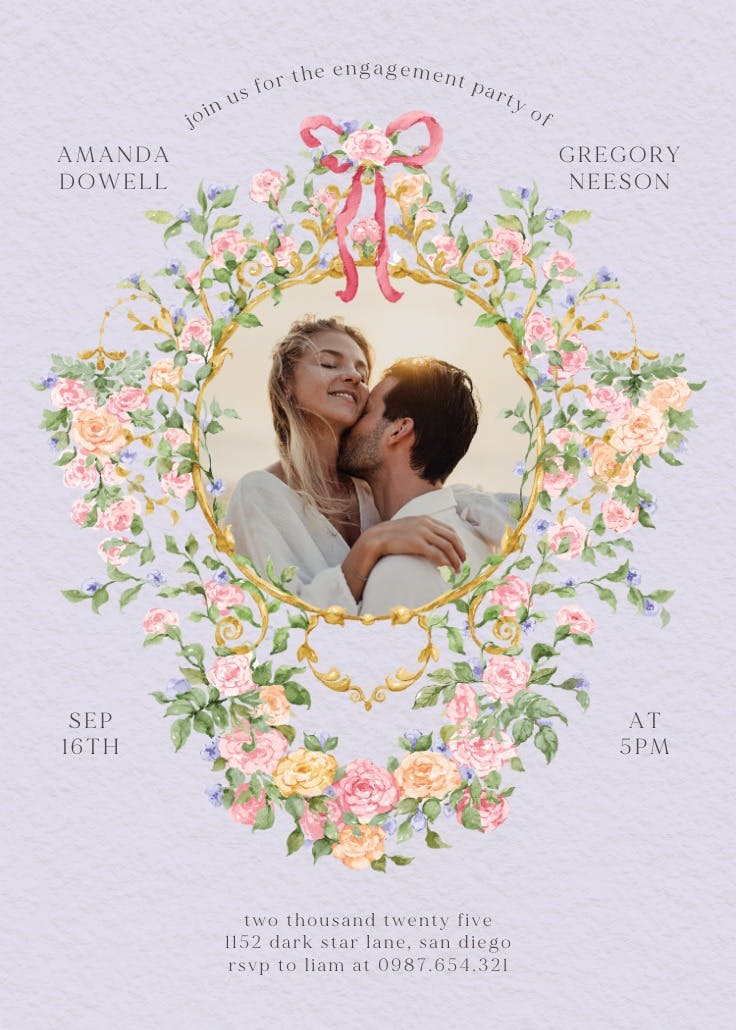 Wishes and whimsy frame - engagement party invitation