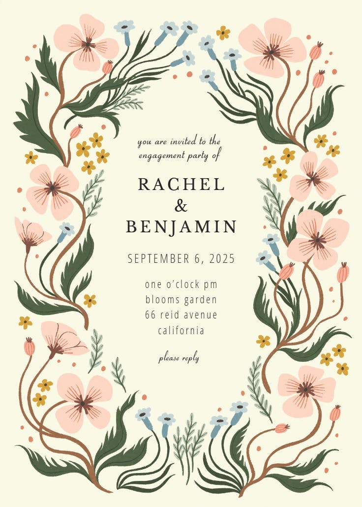 Wonderland floral - engagement party invitation
