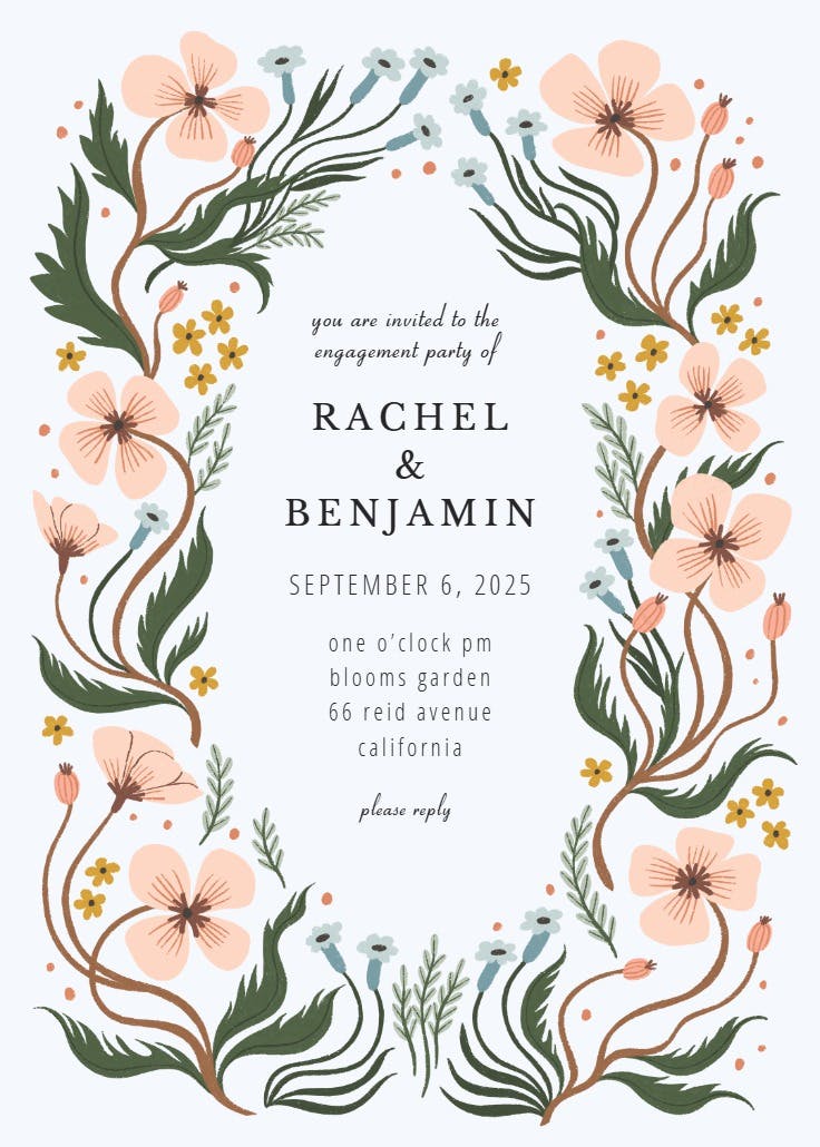 Wonderland floral - engagement party invitation