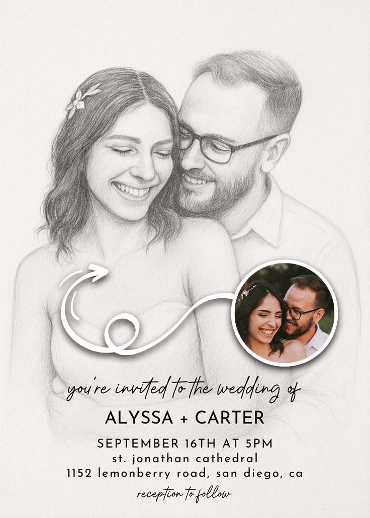 A sketch of love - invitación de boda