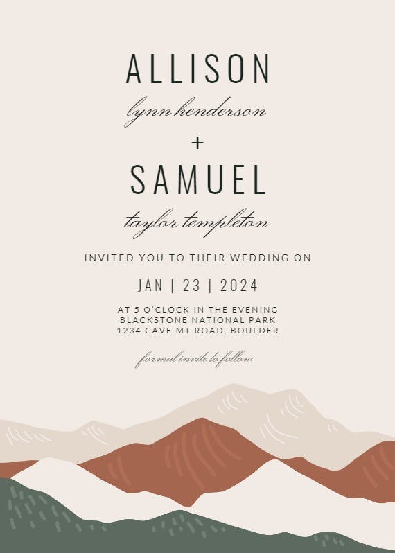 Abstract mountains - wedding invitation