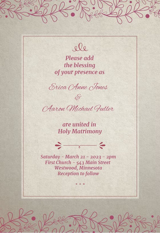 Accented gradient frame - wedding invitation