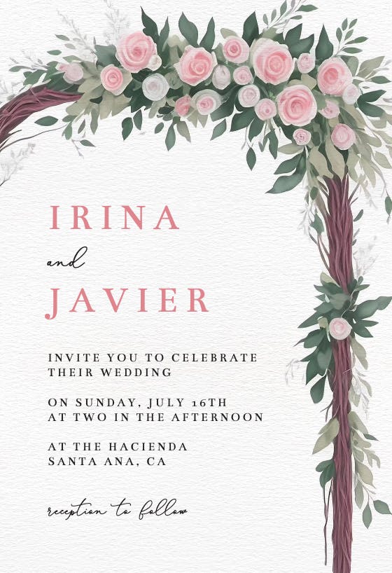 Wedding Invitation With Floral Monogram Stock Illustration