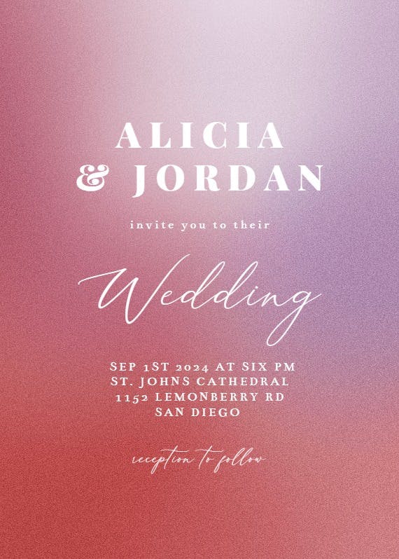 Aesthetic gradient - wedding invitation