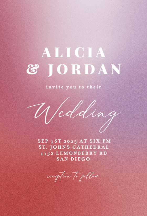 Aesthetic Gradient - Wedding Invitation Template (free) | Greetings Island