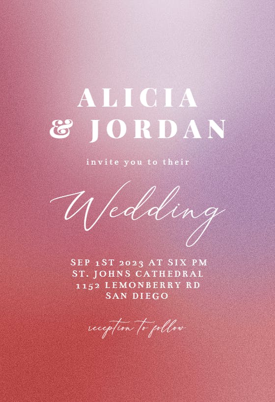 Aesthetic Gradient - Wedding Invitation Template (Free) | Greetings Island