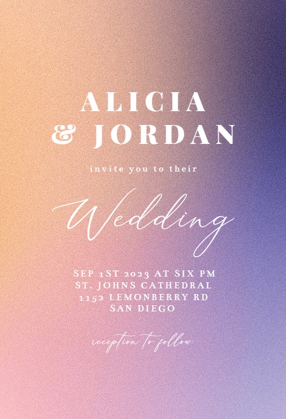 Aesthetic Gradient - Wedding Invitation Template (Free) | Greetings Island