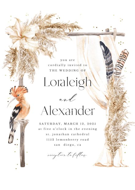 African canopy - wedding invitation