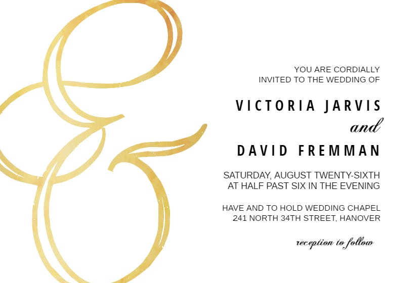 Ampersand gold - wedding invitation