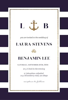 Anchor and stripes - wedding invitation