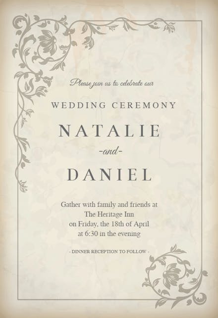 Ancient Decorations - Wedding Invitation
