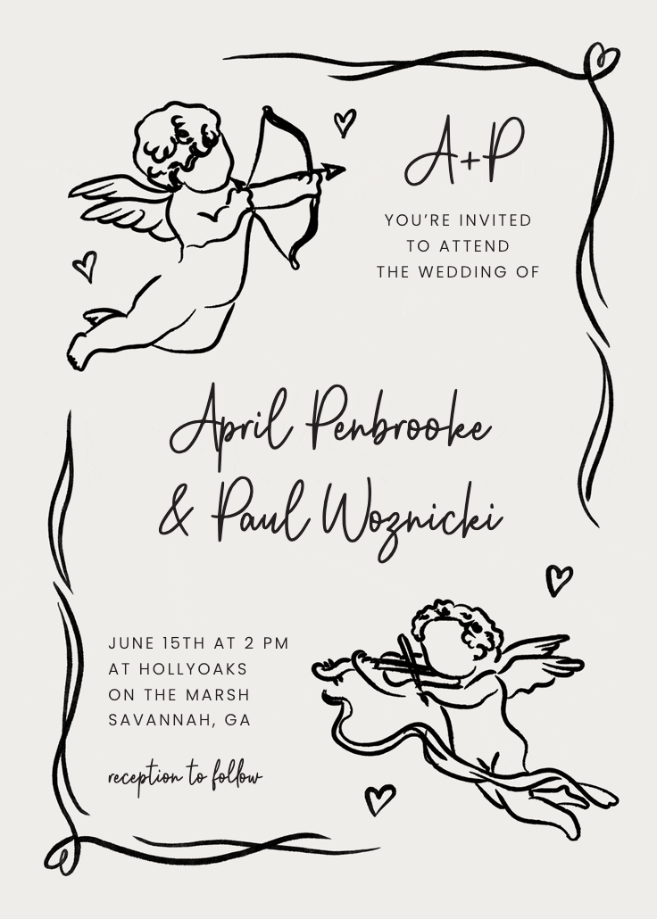Angels hug - wedding invitation