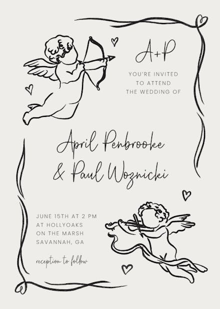 Angels hug - wedding invitation