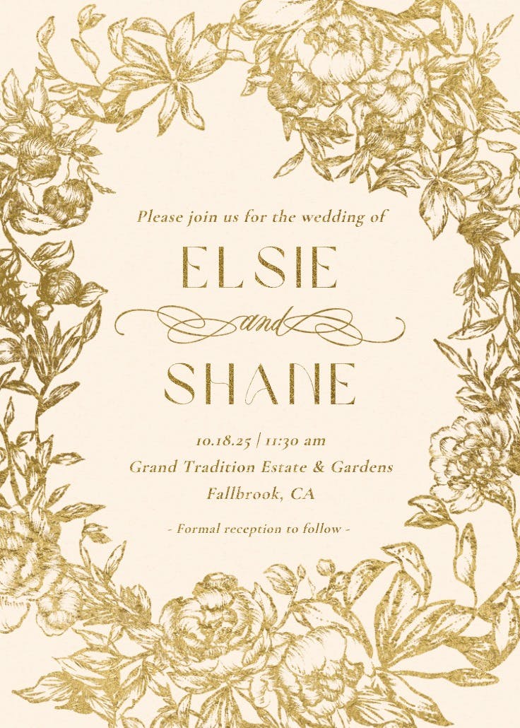 Antique florals - invitación de boda