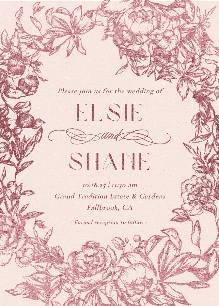 Antique florals - invitación de boda