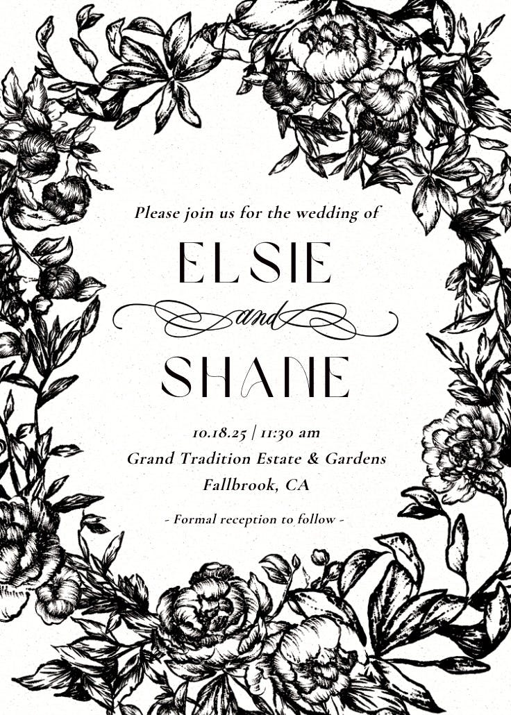 Antique florals - invitación de boda