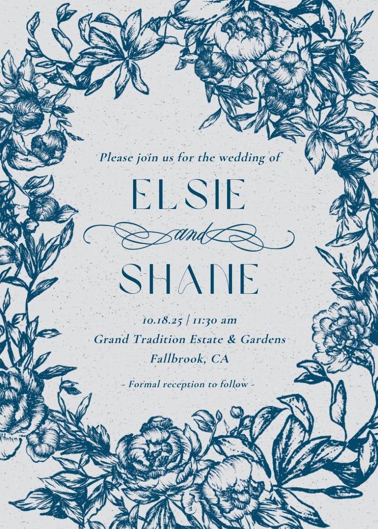 Antique florals - invitación de boda