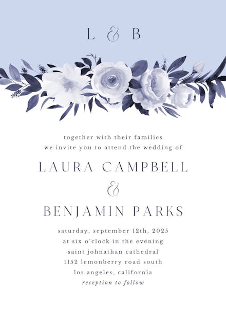 Antoiniette florals - wedding invitation