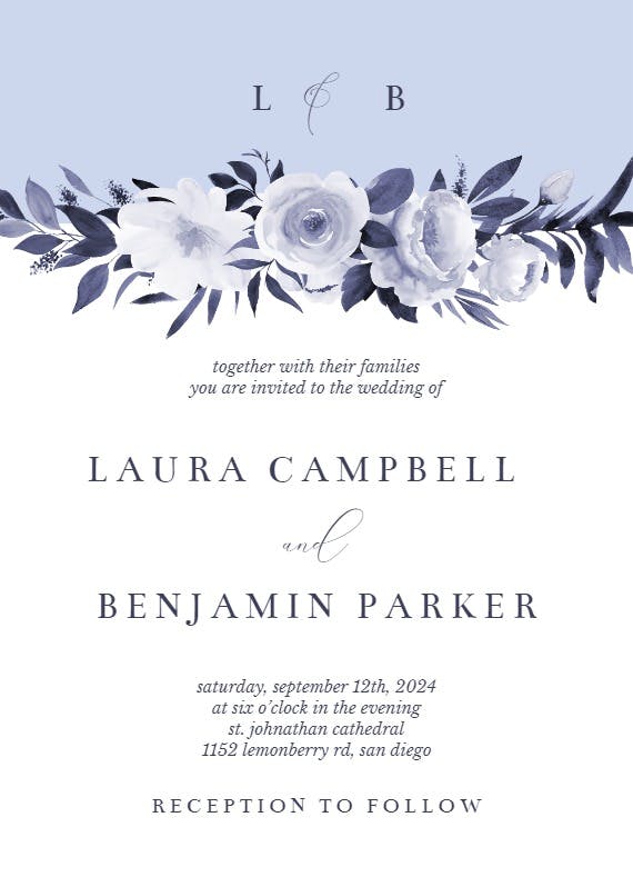 Antoiniette florals - wedding invitation