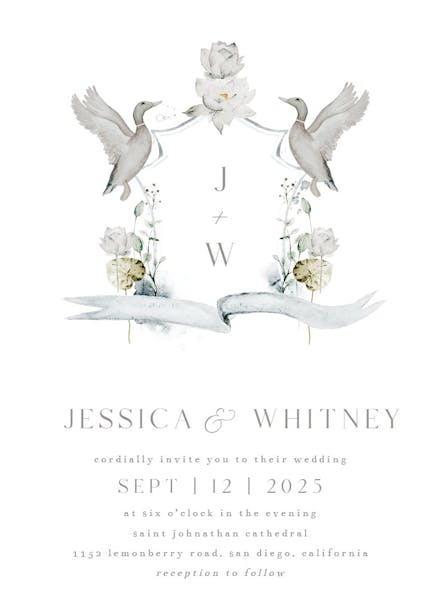 Aqua lily - wedding invitation