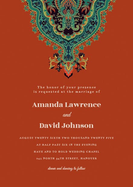 Arabian nights - wedding invitation