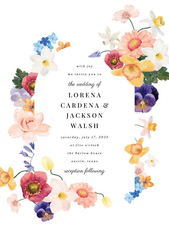 Arch blooms - wedding invitation