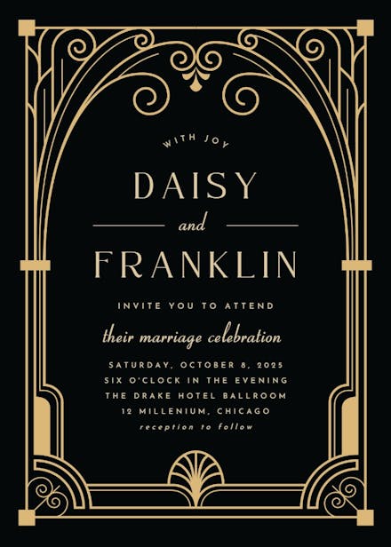 Art deco gate - wedding invitation