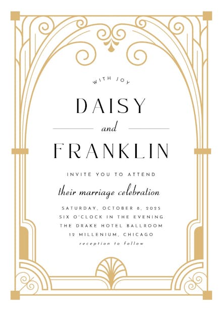 Art deco gate - wedding invitation