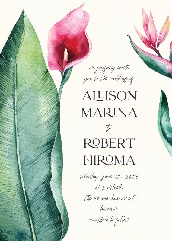 Arum lily - wedding invitation