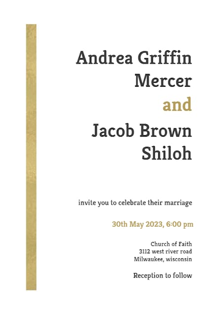 Asimetric stripe - Wedding Invitation