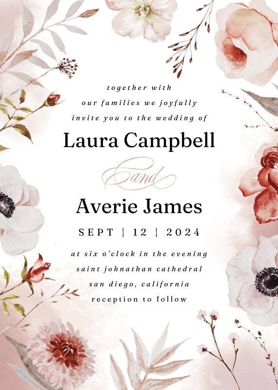 Autumnal watercolor -  invitación de boda