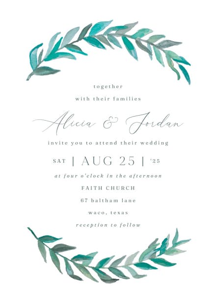 Bay laurel - wedding invitation