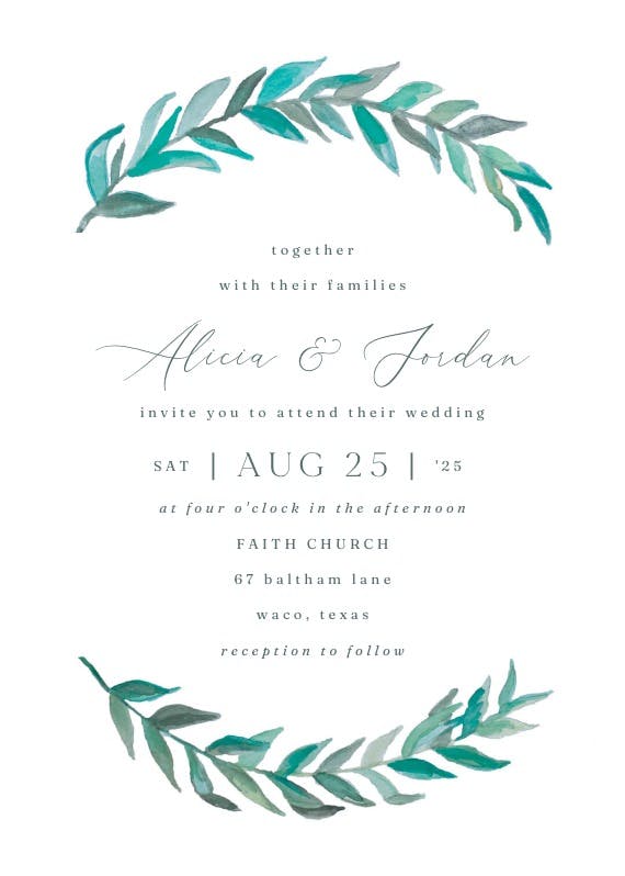 Bay laurel - wedding invitation