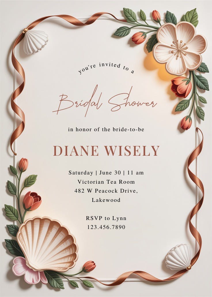 Beach florals - invitación de boda