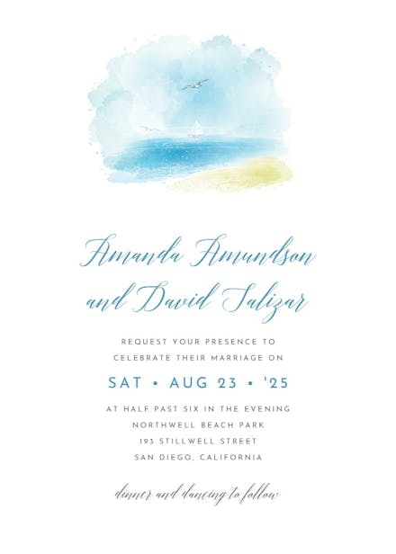 Beach wedding - invitación de boda