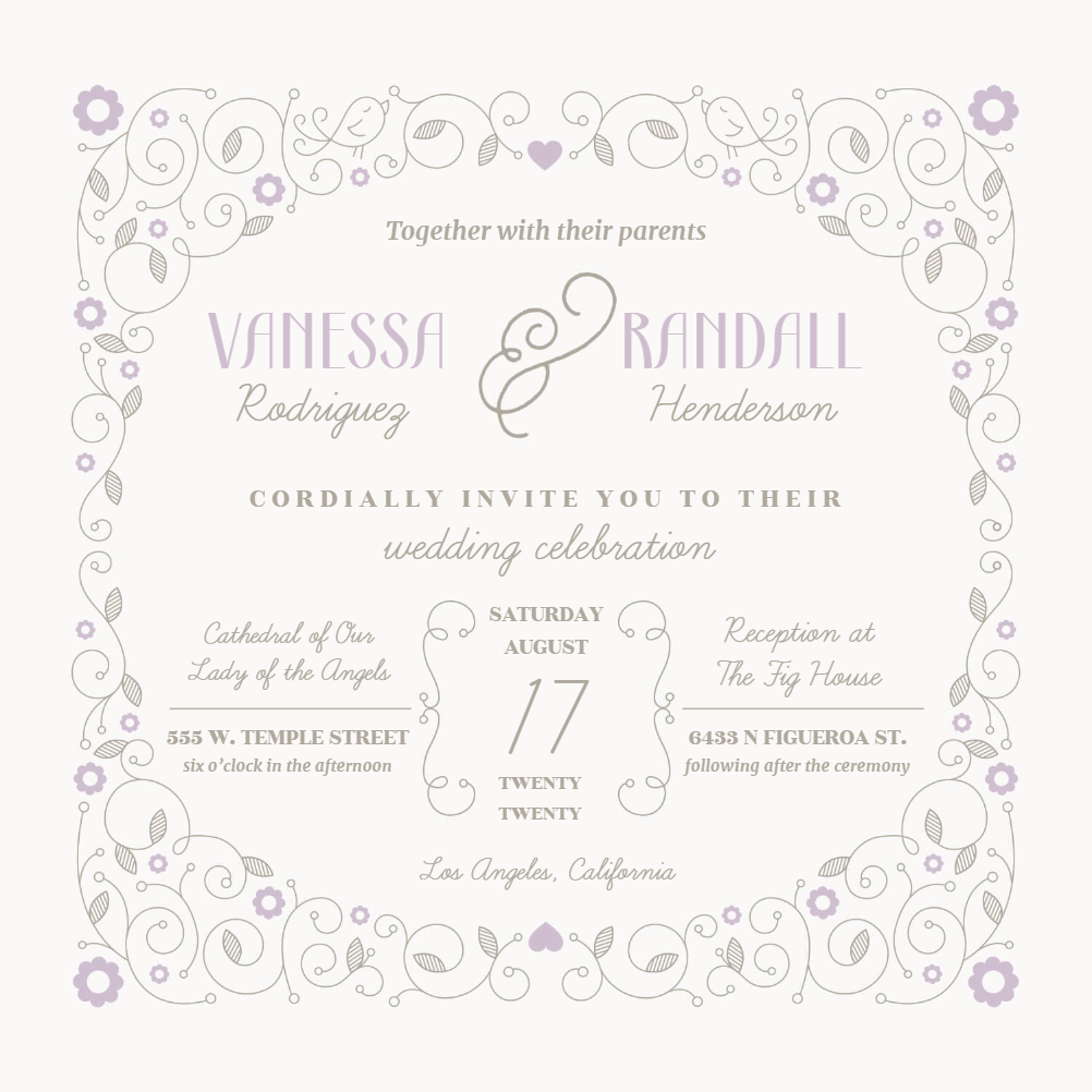 Stylized Laurels - Wedding Invitation Template (free) | Greetings Island