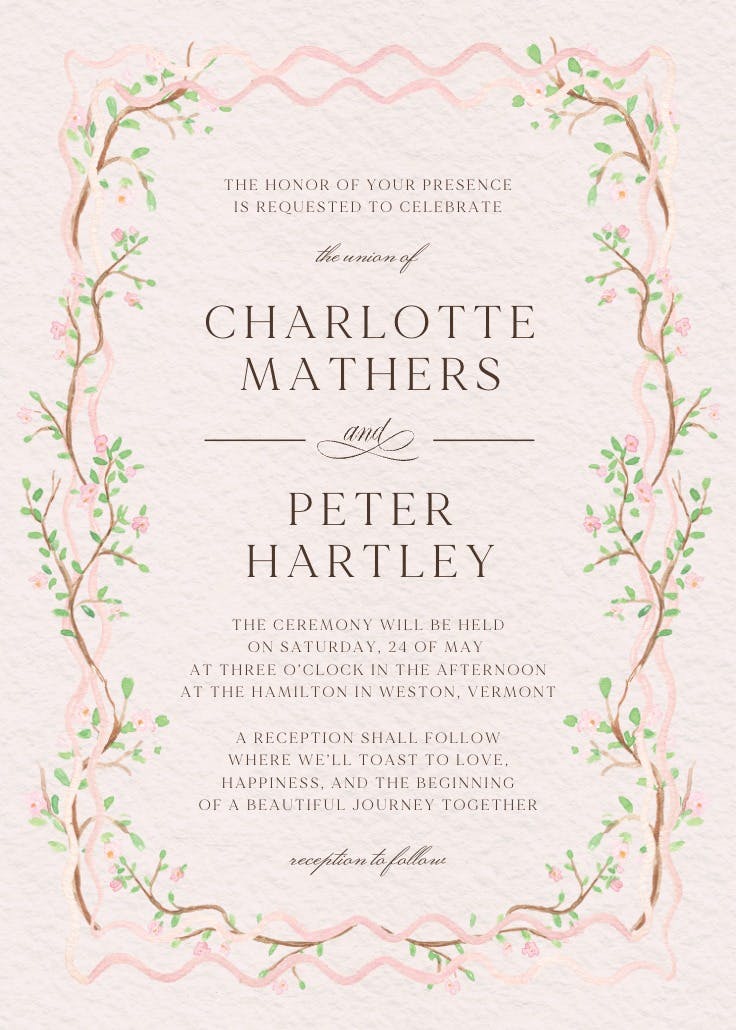 Beautiful union - wedding invitation