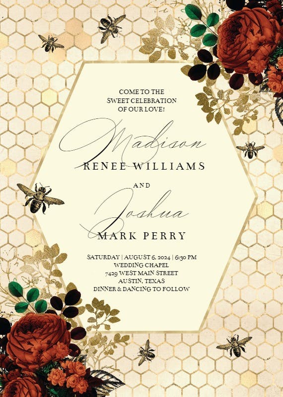 Bee-ing in love -  invitación de boda