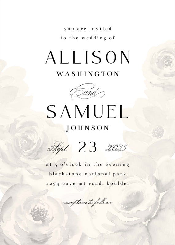 Big flower - wedding invitation