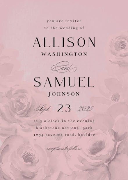 Big flower - wedding invitation