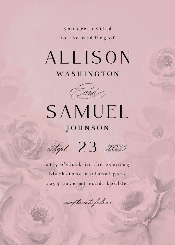 Big flower - wedding invitation