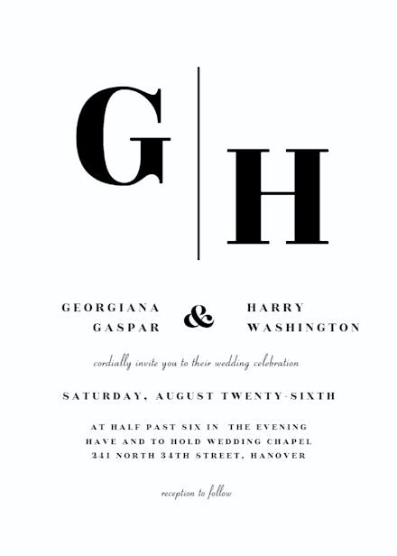 Big initials - wedding invitation