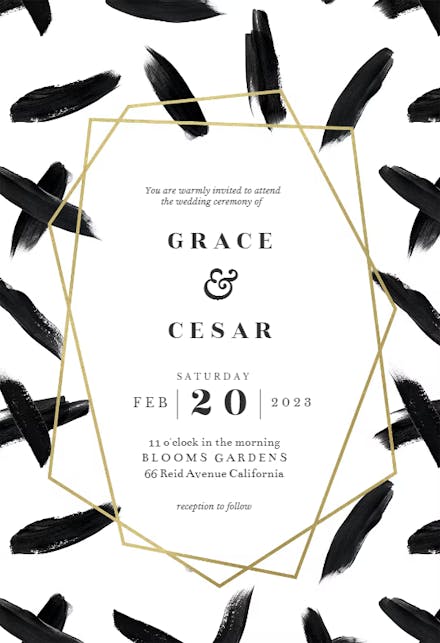 Black brush strokes - Wedding Invitation