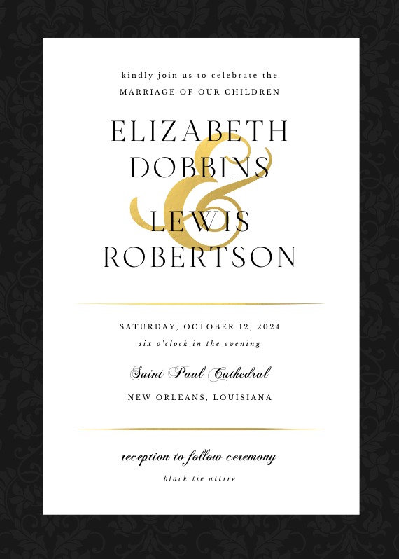 Black Victorian Frame - Wedding Invitation Template (Free) | Greetings ...