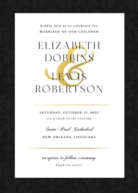 Black victorian frame - wedding invitation