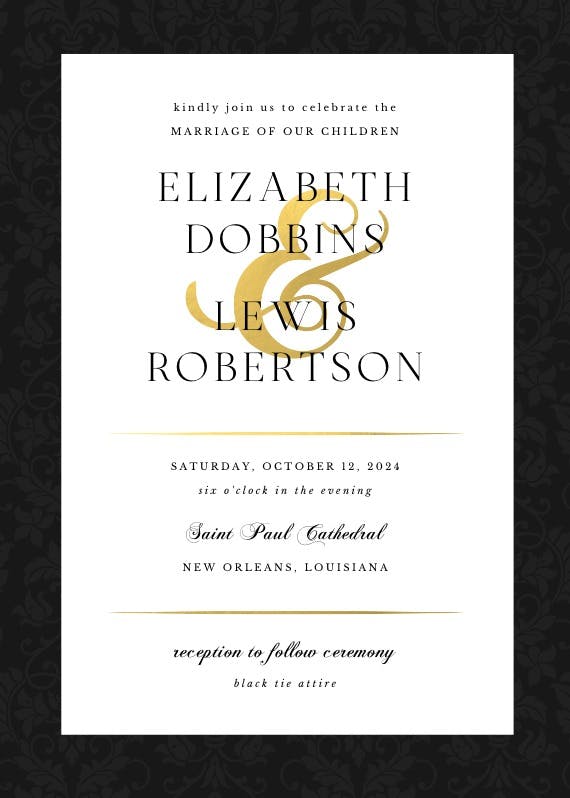 Black victorian frame -  invitación de boda