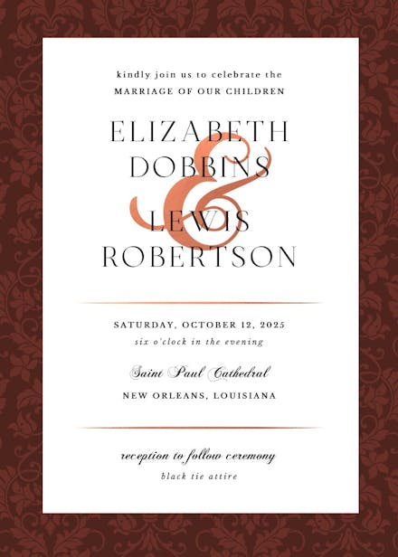 Black victorian frame - wedding invitation