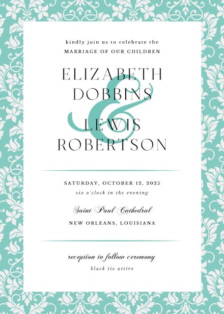 Black victorian frame - wedding invitation